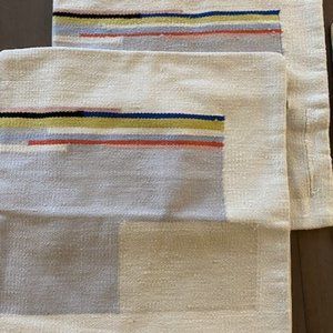 Set of four West Elm Geo Mini Stripe Cushion covers. Handwoven, NWT.